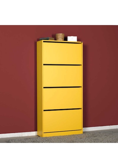 Flat Duo 4 Katlı Geniş Ayakkabılık-Sarı 73x157x26 cm (GxYxD) Hardal
