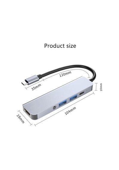 USB Type-C To Hdmi 4K Ses USB-C / 2XUSB 3.0 Hub Çevirici Kablo