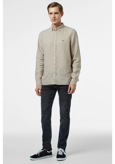 Lacoste Men's Regular Fit Button-down Collar Linen Shirt Erkek Düğmeli Yaka Keten Gömlek Bej Lacoste Men's Regular Fit Button-down Collar Linen Shirt Erkek Düğmeli Yaka Keten Gömlek Bej