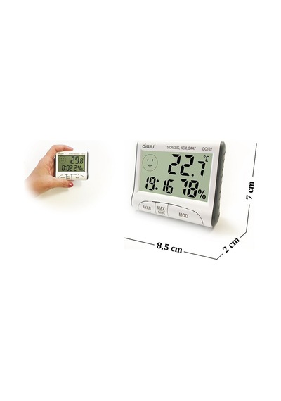 Diwu HTC-1 ve DC102 Termometre Nem Ölçer Saat Seti