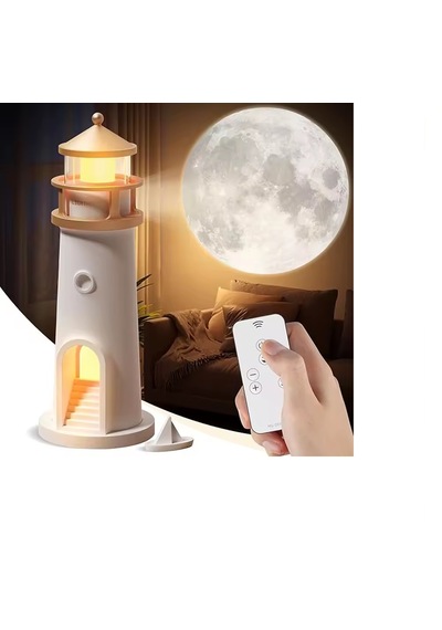 Deniz Feneri Görünümlü Bluetoothlu Hoparlör Ve Gece Lambası Hediy Beyaz