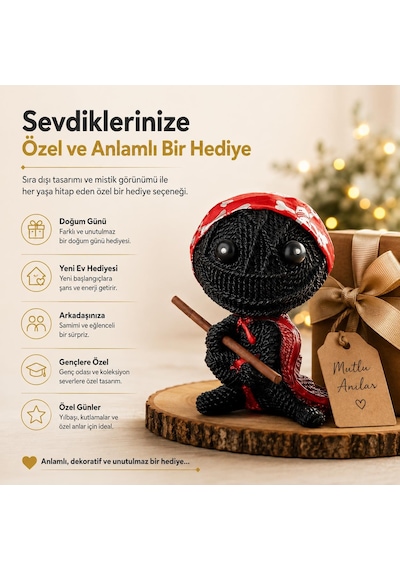 Örgü Tasarımlı Polyester Ninja Voodoo Biblo Savaşçı Figür Dekoratif Obje Genç Odası Hediyelik 18 Cm 42860331
