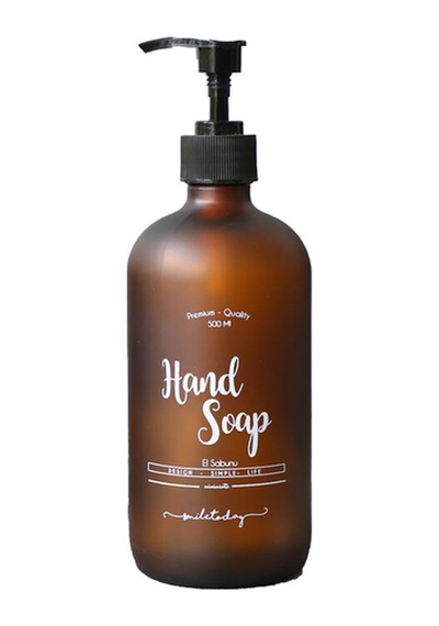 Amber Cam Sıvı Sabunluk Şişesi - 500 Ml Hand Wash Kahverengi Kahverengi