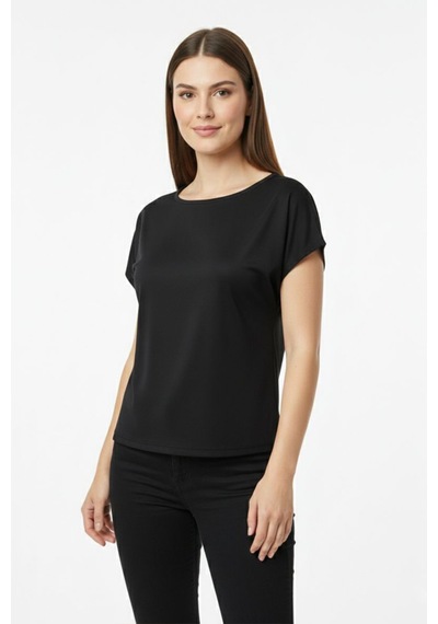 Fit Women Kayık Yaka Yarasa Kollu Bluz 4452 Siyah