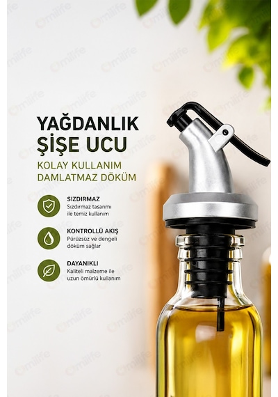 Omilife 2'li Damlatmaz Şişe Ucu Servis Aparatı Yağlık Sıvı Akıtma Düzenleyici