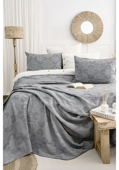 Şaheser Home Collection Yatak Örtüsü Çift Kişilik İt Antrasit Renkli