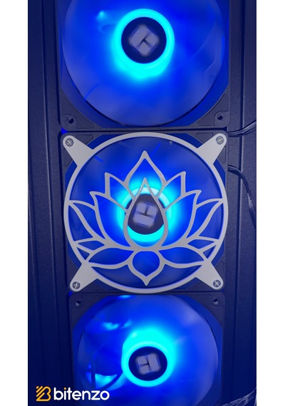 Lotus Çiçeği Desenli V2 120x120 Mm Pc Fan Kapağı - Masaüstü Bilgisayar Fan Kapağı Beyaz