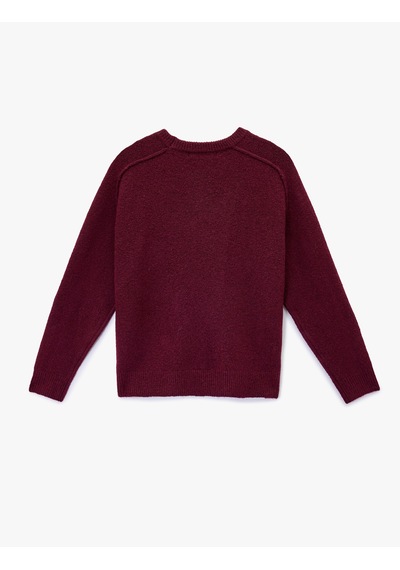 Koton Uzun Kollu Bisiklet Yaka Dikiş Detaylı Basic Triko Kazak Bordo 6wal90129ht Bordo