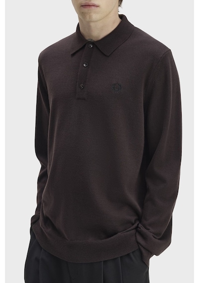 Fred Perry Logolu Yün Ve Pamuk Karışımlı Düğmeli Polo Erkek Polo K4535 33c Kahve