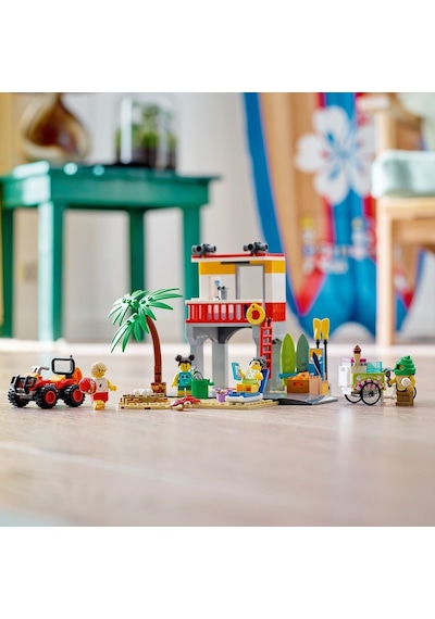 City Plaj Cankurtaran Merkezi 60328 - 5 Yaş Ve Üzeri Çocuklar İçin 4 Minifigür İle Yengeç Ve Kaplumbağa Figürleri İçeren Oyuncak Yapım Seti 211 Parça