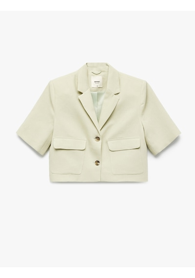 Koton Cepli Düğmeli Kısa Kollu Astarlı Keten Crop Blazer Ceket Ada Çayı 5sak50176uw Açık Yeşil Koton Cepli Düğmeli Kısa Kollu Astarlı Keten Crop Blazer Ceket Ada Çayı 5sak50176uw Açık Yeşil