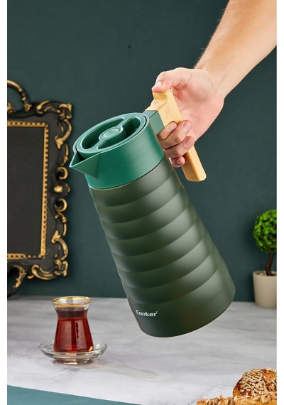 Cooker Colorstay Bamboopour 2 Litre Paslanmaz Çelik Bambu Saplı Termos Ckr2096 Yeşil