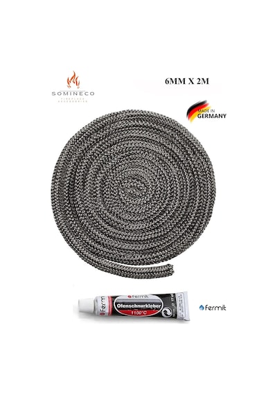 Ithal Yanmaz Soba Şömine Fitili 6 Mm X 2.5m Yapıştırıcı 17ml