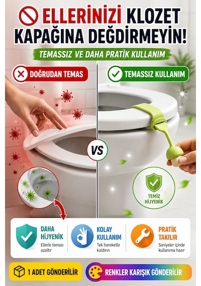 1 Adet Mantar Tasarımlı Klozet Kapağı Kaldırma Aparatı Silikon Hijyenik Tutacak Renkli 24 Cm Diğer