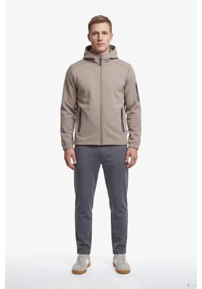 Nautica Erkek Regular Fit Kahverengi Kapüşonlu Sweatshirt-24794 Vizon