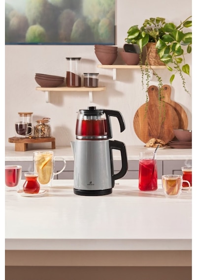 Karaca Tea Glass 2 in 1  Çelik Çay Makinesi ve Kettle