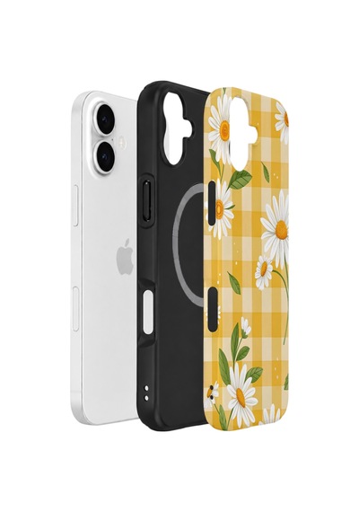 Apple iPhone Uyumlu 17 Vorian Çift Katmanlı Magsafe Kılıf Daisy Picnic Gingham