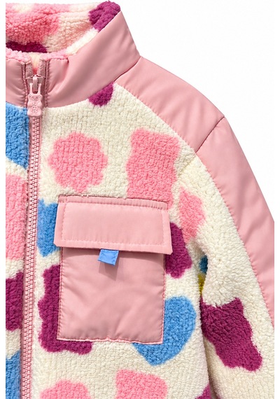 Harıbo Haribo Lisanslı Kız Çocuk Dik Yaka Peluş Polar Ceket Kalp Desenli Pembe