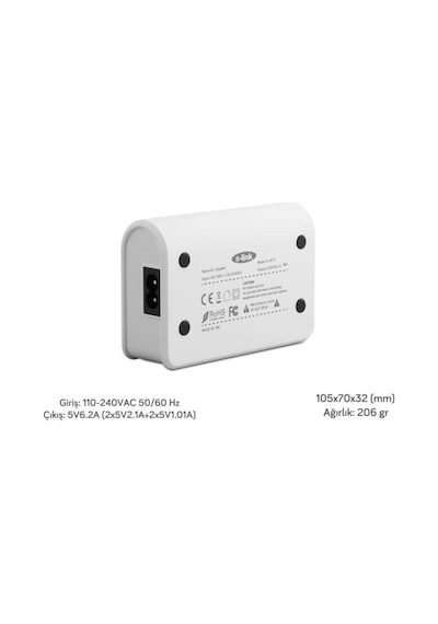 S-Link Sl-M10 5V 6.2A 31 Watt 4 Port Usb Beyaz Usb Şarj Istasyonu