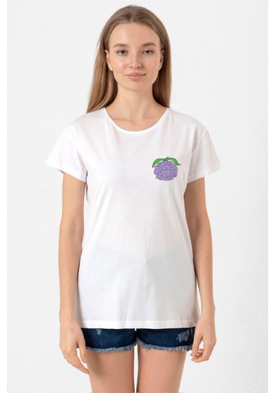 One Piece Anime Yami Yami Devil Fruit Beyaz Kadın Bisikletyaka Tshirt 001