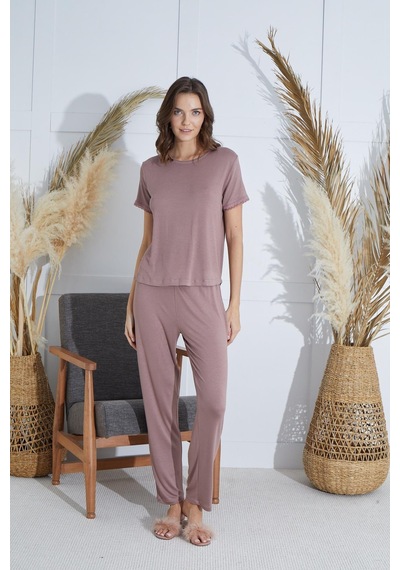 Sevim Kadın Kısa Kol Vizon Pijama Takım C8t5n9o51 001