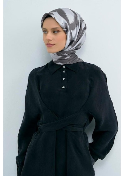 Armine İpek Eşarp 2026 Yaz - 9555-03 Gri Twill