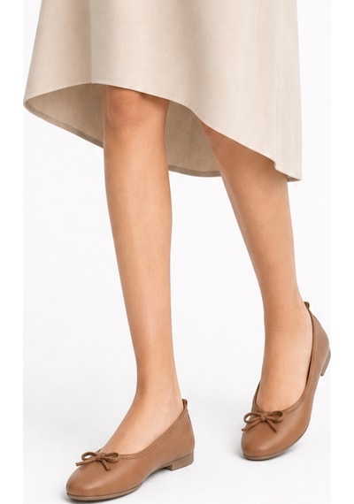 Luvishoes 01 Taba Cilt Kadın Babet Taba