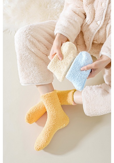 Color Socks 5 Çift Sonbahar Kış Soft Yumuşak Kadın Havlu Çorap Çok Renkli