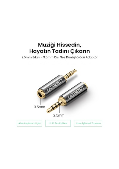 Ugreen 2.5 Mm To 3.5 Mm Jack Dönüştürücü, 20501