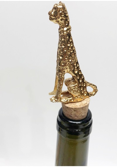 Yeni11 Gold Leopar Figürlü Mantarlı Şişe Tıpası 2 Adet