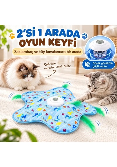 Lb Hareketli İnteraktif Kedi Oyun Matı - Usb Şarjlı - 3 Oyun Modu