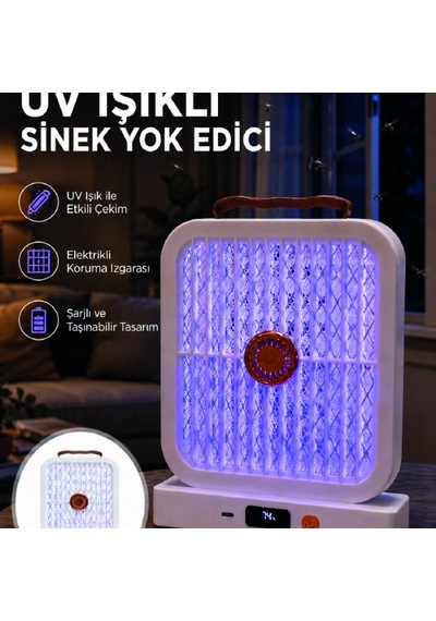 Uv Işıklı Şarj Edilebilir Sinek Yok Edici Elektrikli Lamba Beyaz