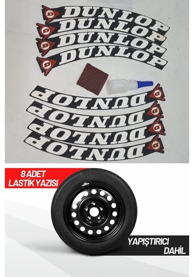 Dunlop Motosiklet Ve Otomobil Araç 3d Oto Lastik Yazısı Sticker Arma 8 Adet