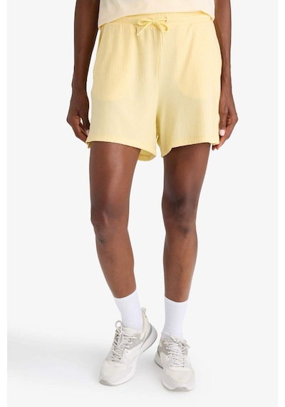 Defacto Defactofit Standart Fit Sporcu Kısa Paça Ribana Şort F6898ax25smyl252 Sari