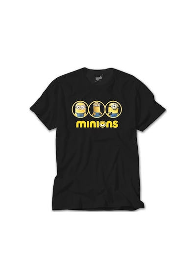 Minions Triple Character Siyah Tişört Siyah