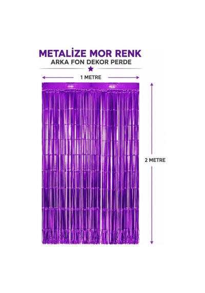 Mey İthalat Mor Metalize Parti Perdesi 100x200 Cm Kapı Ve Arka Fon Perdesi "