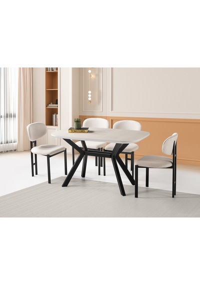 Venedik Monet Mdf Açılır Mutfak Masa Takımı 80 130cm Krem