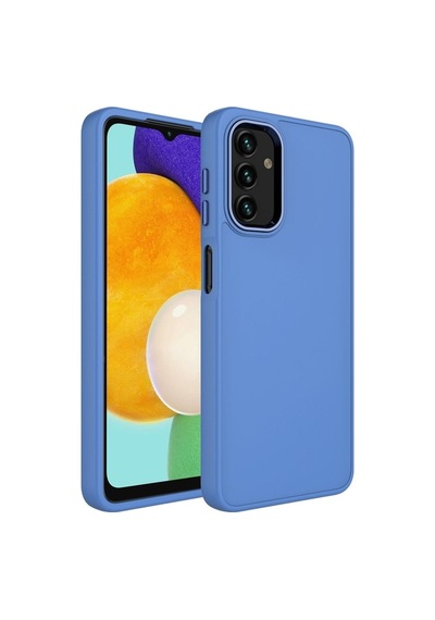 Galaxy A04 Kılıf Metal Çerçeve Ve Buton Tasarımlı Silikon Zore Luna Kapak Lavendery Gray