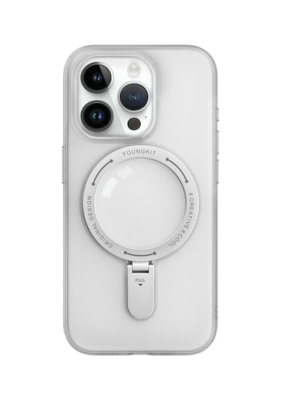 Apple Uyumlu iPhone 15 Pro Max Kılıf Magsafe Şarj Özellikli Youngkit Rock Serisi Kapak Beyaz