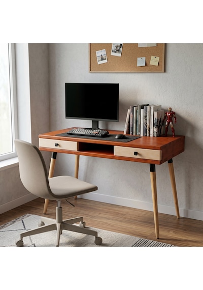 Mobenta Modest Desk: Masif Çalışma & Laptop Masası 2 Çekmece 1 Bölme - 120x60 Bk-bz Bakır-krem Mobenta Modest Desk: Masif Çalışma & Laptop Masası 2 Çekmece 1 Bölme - 120x60 Bk-bz Bakır-krem