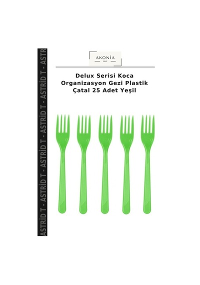 Delux Serisi Koca Organizasyon Gezi Plastik Çatal 25 Adet Yeşil