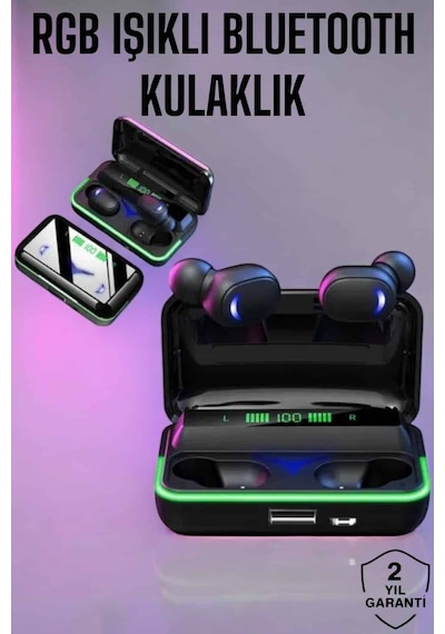 Powerbank Özellikli Kablosuz Bluetooth Kulaklık Rgb Işıklı Diğer