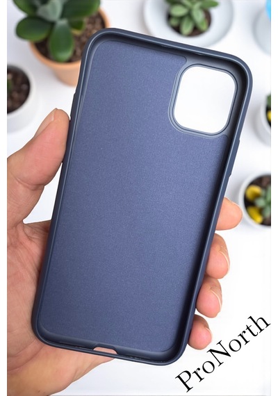 Iphone 11 Uyumlu Kılıf Logolu Lansman Soft Yumuşak Içi Kadife Silikon Kapak Lacivert