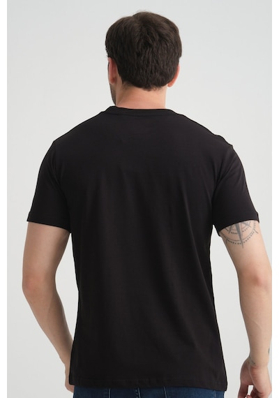 Shooter Sportwear Shooter Erkek T-shirt Nefes Alabilen Esnek Pamuklu Kumaş Regular Kalıp Minimal Logolu Siyah
