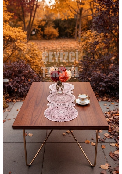 Runner Dantel Detaylı Tek Runner - 115x35cm Kod 39150 Çok Renkli