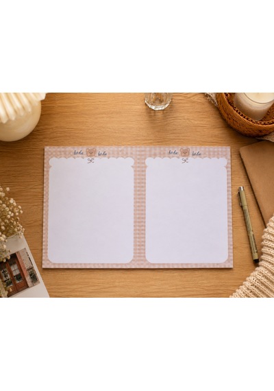 Kahverengi Pötikate Yatay A4 Note Pad Açık Kahverengi