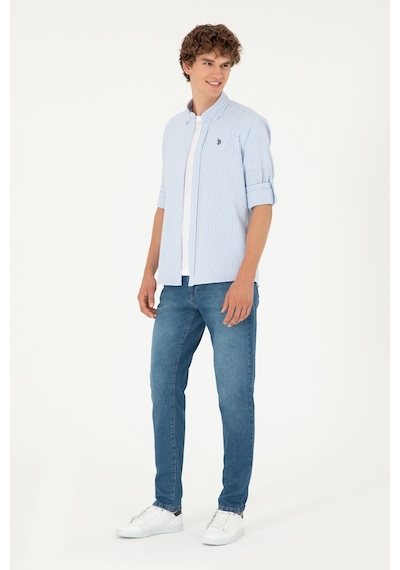 U.S. Polo Assn. Erkek Mavi Çizgili Gömlek 50288675-VR036 U.S. Polo Assn. Erkek Mavi Çizgili Gömlek 50288675-VR036