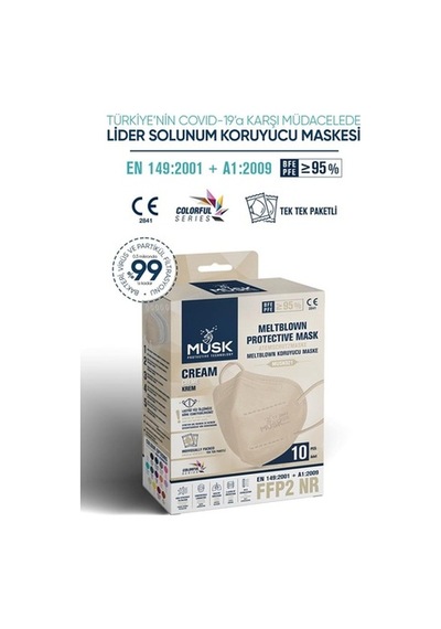 Musk Ffp2 Maske Krem Renk 10 Adet