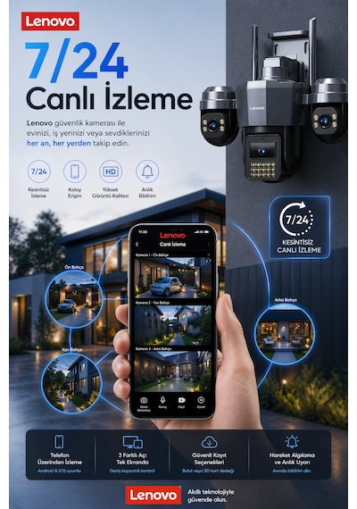 3 Motorize Kameralı 15mp Wifi Aov Sürekli Kayıt Özellikli Ultra Renkli Gece Görüşlü Güvenlik Kamerası