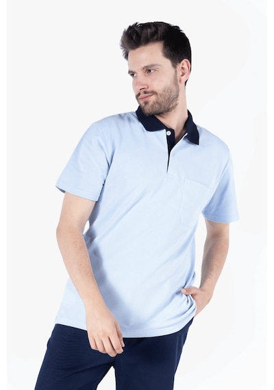 Yıldırımlar Polo Yaka T-shirt %100 Pamuk Cepli Gök Mavi